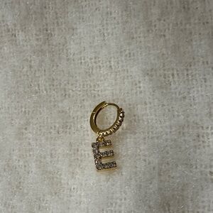 Gold Initial E Hoop Earring